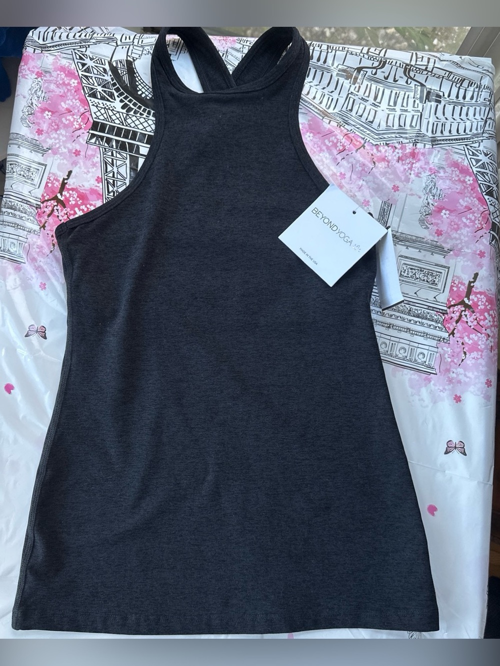 BNWT Beyond Yoga Women's black heather Racerback Tank Top size XS